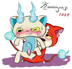 anus blush cum cum_in_ass cum_inside cumshot ejaculation feline jibanyan komasan male mammal orgasm penis tapering_penis video_games yaoi yo-kai_watch zadrlover