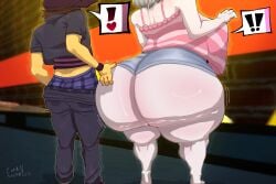 ! !! 1boy 1girls 2025 3d_background artist_signature ass ass_focus back back_view big_ass big_breasts black_shoes blue_boxers blue_shorts blurry_background boxer_briefs boxers bracelet breasts brown_hair cap clothed clothed_female clothed_male clothing dark_pants female grey_shirt hand_on_ass hat horny horny_male huge_ass indoors large_ass lofasnofa male motion_lines pale-skinned_female pale_skin pants pants_down pink_sandals pink_stripes pink_tank_top roblox roblox_background roblox_game robloxian sandals screencap_background shirt shoes short_hair short_shorts short_sleeves shorts sleeves speech_bubble spoken_exclamation_mark standing straight striped_tank_top stripes t-shirt tank_top the_iron_cafe thick_thighs thighs watermark white_hair yellow-skinned_male yellow_skin