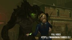 1boy 1girl 1monster 3d animated big_ass big_breasts captured_female captured_heroine cum_in_pussy cum_inflation deathclaw fallout fallout_(series) interspecies mangoman monster monster_on_female no_sound rape raped_by_monster raped_girl rough_sex tagme uncensored uncensored_breasts uncensored_nipples uncensored_pussy uncensored_vagina vaginal_penetration vault_dweller vault_girl vault_meat vault_suit video
