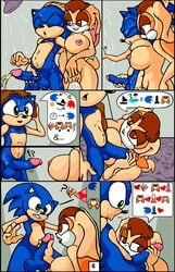 animated anthro anthro_on_anthro areola balls breasts comic duo female handjob hedgehog humanoid_penis lagomorph male mammal nipples peeing penis rabbit sex shower sonic_(series) sonic_the_hedgehog straight terrenslks urine vanilla_the_rabbit watersports