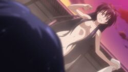 1girl blue_hair_male blushing blushing_female date_a_live female gif hair_covering_breasts hiding_breasts hiding_pussy hot_spring itsuka_shido naked_male_with_naked_female nippleless_female red_hair_ribbon yatogami_tohka