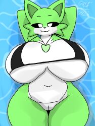 1girl 2d 2d_(artwork) 2d_artwork anthro big_breasts black_sclera brassiere critters_(poppy_playtime) digital_art digital_drawing digital_drawing_(artwork) digital_painting_(artwork) domestic_cat feline female floating foxylomar furry furry_female furry_only green_body hands_behind_head harticat_(bygenetricsproto) harticat_(poppyplaytime) hi_res huge_breasts huge_thighs large_breasts necklace no_humans oc poppy_playtime poppy_playtime_(chapter_3) protect_critters_(poppyplaytime) sexy simple_background simple_coloring simple_shading smiling_critters smug smug_face solo thick_hips thick_thighs water white_eyes white_fur wide_hips wide_thighs