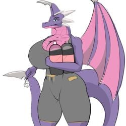 coca-cola cynder dragon dragon_girl dragon_horns dragon_humanoid dragon_tail huge_ass huge_breasts imminent_inflation looking_at_viewer mentos purple_scales wings xeddo