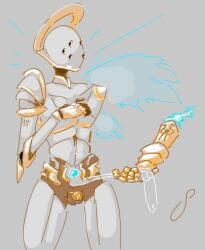 1futa angel armour caged caged_cock caged_dick caged_female caged_penis chastity_cage dark_skin dick_cage disembodied_hand exposing_self flashing flat_chastity_cage futanari halo penis penis_cage power_(ultrakill) sandiestlittlefella ultrakill