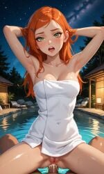 1boy 1boy1girl 1girls ai_assisted ai_generated anal anal_sex armpits arms_up ass bare_arms bare_ass bare_legs bare_shoulders bare_thighs ben_10 ben_10_(classic) ben_10_alien_force ben_10_ultimate_alien blush breasts cleavage collarbone cum cum_in_ass dress eyebrows eyelashes eyeliner eyeshadow female female_penetrated green_eyes gwen_tennyson gwen_tennyson_(alien_force) gwen_tennyson_(classic) hi_res lipstick long_eyelashes long_hair looking_at_viewer makeup male male/female male_penetrating_female mascara medium_breasts naked_towel night open_mouth outdoors penis penis_in_ass petite petite_body petite_female pov pussy realistic red_hair sex sky solo_focus spread_legs star_(sky) starry_sky straddling straight strapless strapless_dress teeth towel tree upper_teeth waifufamily water white_dress younger_female