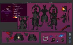 3d_printer absurd_res animal_genitalia animal_penis aurunemaru black_body blahaj breasts clitoris desktop detachable detachable_genitalia detachable_limbs equine_genitalia equine_penis genitals halo helper_drone_(vader-san) hi_res ikea lenovo_thinkpad linux model_sheet modular_genitalia nonbinary_(lore) original original_character original_characters penis scaled_penis synth_(vader-san) terminal vulva