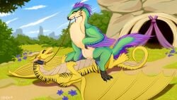 aurixen avian beak bird bird_wyvern capcom claws cowgirl_position digital_media_(artwork) dinosaur dragon dromaeosaurid duo european_mythology female feral from_front_position genitals hi_res hybrid male male/female monster monster_hunter mythological_creature mythological_scalie mythology on_bottom on_top penis prehistoric_species reptile saurischian scalie seikret sex tail theropod tongue vulva western_dragon wings wyvern z0ri0n