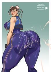 1girls ass ass_clapping ass_focus ass_up behind_view big_ass big_breasts blush bodysuit breasts brown_eyes brown_hair butt_focus capcom chun-li clapping_cheeks colacat95 cum cum_on_ass cumshot female female_only from_behind huge_ass huge_breasts huge_butt looking_at_viewer looking_back oiled oiled_ass shaking_ass shaking_butt showing_ass showing_off showing_off_ass sideboob solo solo_female straight street_fighter street_fighter_alpha thick thick_ass thick_legs thick_thighs twerking