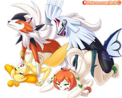 2boys 2girls all_fours animal_crossing areolae ass black_eyes blue_eyes canine claws crossover doggy_style dusk_lycanroc fangs freedom_planet furry green_eyes grey_fur half-closed_eyes hybrid interspecies isabelle_(animal_crossing) long_ears lycanroc milla_basset missionary_position nintendo nipples nude on_back open_mouth orange_fur orange_hair patreon paws pokemon pokemon_sm pokemon_usm rape reit saliva sex short_hair silvally spread_legs tail text tongue url white_fur yellow_fur