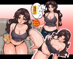 mrpumpernickel drunk drunk_female teacher yukari_tanizaki azumanga_daiou huge_breasts pants_open beer beer_can horny horny_female horny_face panties panties_visible_through_clothing long_hair painted_nails painted_toenails painted_fingernails smiling_at_viewer smiling boobs boobs_bigger_than_head legs_spread beer_belly tummy tummy_bulge chubby_belly holding_breast laying_on_back laying_down sitting standing digital_media_(artwork) hi_res absurd_res gradient_background alcohol alcoholic_drink feet mouth_open earring navel belly_button jeans tank_top 1girls adult mommy