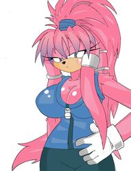 anthro archie_comics big_breasts breasts clothed clothing digital_media_(artwork) echidna female hair julie-su looking_at_viewer mammal monotreme simple_background solo sonic_(series) sonic_the_hedgehog_(archie) sonic_the_hedgehog_(comics) sonic_the_hedgehog_(series) standing superbunnygt turboranger