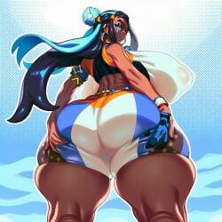 1girls 2d ai_generated alternate_breast_size armlet ass ass_focus ass_grab big_ass big_breasts big_butt big_thighs bike_shorts black_hair blue_eyes blue_hair breasts bubble_butt covered_nipples crop_top dark-skinned_female dark_skin deep_skin earrings female female_only foxes_inn from_behind gigantic_breasts gloves grabbing_own_ass hair_bun hoop_earrings huge_ass huge_breasts huge_butt huge_thighs jewelry large_ass large_breasts large_butt large_thighs long_hair looking_at_viewer looking_back looking_back_at_viewer massive_ass massive_breasts massive_butt multicolored_hair nessa_(pokemon) nipple_bulge nipples nipples_visible_through_clothing pokemon puffy_nipples shorts single_glove single_hair_bun solo solo_female tankini thick_ass thick_butt thick_thighs thighs two-tone_hair