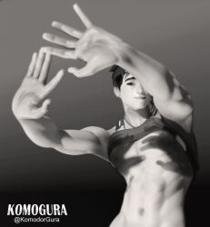 overwatch overwatch_2 wuyang 1boy 1male chest clothed clothed_male male male_only naked naked_male only only_male white_body black_hair brown_eyes abs necklace no_pants no_underwear six_pack solo solo_focus solo_male earrings ear_piercing full_body lifting shirt twink blender blender_(software) blender_cycles blender_(artwork) blender3d blender_cycles_(artwork) 3d 3d_(artwork) 3d_model 3d_render 3dcg 3d_artwork