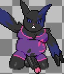 balls big_balls big_penis black_balls black_body black_claws black_fur black_penis blue_eyes claws clothing doctorhiruluk fang_alta_(mooglesforever27) fur generation_3_pokemon genitals male multicolored_body multicolored_fur musclegut muscular nintendo penis pokemon pokemon_(species) purple_clothing solo sprite torn_clothing two_tone_body two_tone_fur wardrobe_malfunction wrestling_singlet zangoose