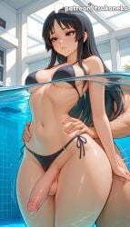 1futa 2026 ai_assisted ai_generated anime artist_name bikini cock dick erection explicit futanari hand_on_hip hi_res high_quality high_resolution highres k-on! long_hair mio_akiyama_(k-on!) navel patreon patreon_username penis pool poolside side-tie_bikini stable_diffusion swimsuit testicles tsukoneko uncensored water watermark