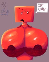 battle_for_bfb battle_for_dream_island battle_for_dream_island_again bfb bfdi bfdia big_breasts blocky_(bfdi) boobs busty_boy busty_male close_up_breasts clothing dialogue embarrassed eyelashes gay idfb male_only the_power_of_two tits tpot