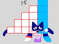 blue_blocks blush boots breath cbeebies dildo female fifteen_(numberblocks) ksry52 mask masked_female masturbation non-web_source number numberblocks pussy pussy_juice self-upload sex_toy shoes simple_background steamy_breath white_blocks