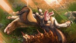 2026 2_penises absurd_res animal_genitalia animal_penis anus artist_collaboration balls barlu bodily_fluids brown_body brown_scales capcom chromamancer claws cum cum_on_balls cum_on_own_balls cum_on_own_penis cum_on_own_thighs cum_on_penis cum_on_self cum_on_tongue digit_ring erection feet feral finger_claws genital_fluids genital_slit genitals grass hemipenes hi_res jewelry light light_beam lying male monster_hunter multi_genitalia multi_penis on_back open_mouth penis plant ring rock scales scalie shaded sharp_teeth solo spread_legs spreading sunbeam sunlight tail teeth thick_tail toe_claws toe_ring toes tongue tongue_out viper_tobi-kadachi yellow_eyes