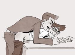 2boys anal anal_penetration anal_rape anal_rape_victim bent_over bent_over_table cum disgusted dominant_male ectochoir erection eyes_closed fucked_by_boss furrowed_brow gay gay_sex glasses hazbin_hotel hellaverse holding_hands human_vox_(hazbin_hotel) male male_only male_rape_victim male_rapist mumbocumbo mustache pants_down partially_clothed penis pinned pinned_down pubic_hair rape raped_male submissive_male sweat sweating unsure vincent_whittman_(hazbin_hotel) vox_(hazbin_hotel) wince wincing yaoi