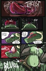 absurd_res anal anal_sex anthro anthro_on_feral anthro_penetrated balls big_penis black_body black_fur blush bodily_fluids brradett canid canine clothing comic cum cum_in_ass cum_inside cum_through duo english_text erection female female_on_feral female_penetrated feral feral_penetrating feral_penetrating_anthro fur genital_fluids genitals hi_res horn inflation internal knotting lernie_(brradett) male male/female male_penetrating male_penetrating_female mammal penetration penis scalie sex size_difference stomach_bulge tail tears text tongue torn_clothing vulva zoophilia