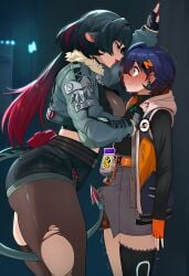 1futa 2d 2girls against_wall ai_generated animal_ears ass assertive_female belle_(zenless_zone_zero) belt big_ass big_breasts big_butt big_thighs black_hair blue_eyes blue_hair blush breasts bulge cock cyreneceo earrings erection erection_under_clothes female fingerless_gloves fingernails from_side futa/female futa_with_female futanari gloves gradient_hair hair_ornament height_difference hood imminent_sex jacket jane_doe_(zenless_zone_zero) jewelry kabedon large_ass large_breasts large_butt large_thighs long_hair long_sleeves looking_at_another multicolored_hair nail_polish open_jacket open_mouth pantyhose penis precum precum_through_clothing rat_ears rat_girl rat_tail red_hair red_nails sharp_fingernails short_hair short_shorts shorts single_thighhigh tail tall_female thick_ass thick_butt thick_thighs thighhighs thighs torn_clothes torn_pantyhose torn_thighhighs trembling two-tone_hair zenless_zone_zero