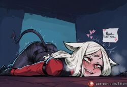 ahe_gao ai_generated animal_ears arm_garter ass black_gloves black_pants black_tail black_vest blush breasts cerberus_(helltaker) demon_girl demon_tail dog_ears dog_girl drooling english_text female gloves heart helltaker helltaker_(character) long_hair long_sleeves open_mouth pants red_eyes red_shirt rolling_eyes saliva shirt smile solo stuck sweat tail through_wall tillian trembling uncommon_stimulation vest waistcoat white_hair