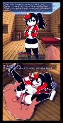 after_sex black_eyes black_hair blush breasts clothed_sex comic comic_panel cum cum_in_pussy fayreverie fingerless_gloves first_porn_of_character knightnyan mcyt meme minecraft minecraft_youtubers missionary_position naked_male nipples penis ponytail pov pun pussy shorts spread_legs thighhighs white_skin wink youtube youtuber