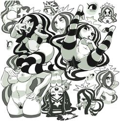 1girls areolae armpits ass barcode_pubic_hair big_ass big_breasts black_hair blush breasts busty cleavage coffee confused covering_crotch crown curvy dat_ass eyelashes female female_only gashi-gashi hourglass_figure long_hair looking_at_viewer monochrome navel nipples nudity pubic_hair sketches spilled_drink spread_legs starbucks starbucks_siren starbucks_siren_(gashi-gashi_redesign) strategically_covered striped_hair striped_thighhighs thick_thighs thigh_highs thighhighs upside-down white_background white_skin wide_hips