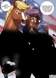 1animal 1girls american_flag american_flag_background anthro anthrofied ass barely_covered_breasts big_ass big_breasts big_penis big_thighs black_lips blue_suit bra breasts brown_eyes brown_hair censored cleavage cleavage_overflow cleavage_window clenched_fist clothed clothing dialogue donald_trump english_text female female_focus fuck_ice fur furry furry_breasts furry_ears furry_female furry_only gigantic_breasts horse horse_penis horsecock huge_ass huge_breasts huge_cock huge_thighs hyena jewelry kamala_harris kamala_harris_(hyena) lingerie_only lollipopcon meme meme_reference microphone microphone_stand necklace patriotic patriotism pearl_necklace penis podium political politics president sharp_claws sharp_teeth short_hair sketch suit text thick_ass thick_hips thick_thighs thighs two-tone_body two-tone_fur zoophilia