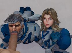 1girls 2boys 3d 3d_(artwork) ass assisted_fellatio beard big_ass big_penis bisexual_male blender blender_(software) blonde_hair blowjob breasts brown_hair canon_couple clothed cock cuckquean fellatio female female_supporting_yaoi female_watching fujoshi gay invisible_woman invisible_woman_(marvel_rivals) large_penis male male/male married_couple marvel marvel_rivals mr_fantastic mr_fantastic_(marvel_rivals) on_all_fours on_knees penis reed_richards reed_richards_(marvel_rivals) sharing_partner sue_storm yaoi yaoi_with_female_audience