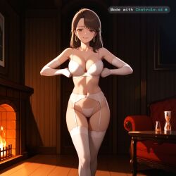 1girl 2d 4k 8k ai_assisted ai_generated alluring anime_style athletic attractive bare_midriff beautiful bedroom_setting big_booty blush breasts brown_eyes cinematic_lighting cleavage close_up collarbone confident dark dark_lighting defined_jawline depth_of_field detailed_background detailed_face detailed_skin digital_illustration dim_lighting elegant erotic eye_makeup eyelashes eyeliner face_focus