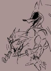 anthro anthro_on_anthro anthro_only drooling from_behind gay hedgehog hedgehog_humanoid kolossos outcome_memories penetration penetration_from_behind rewrite_(sonic.exe) size_difference sketch sonic.exe_(series) sweat tagme