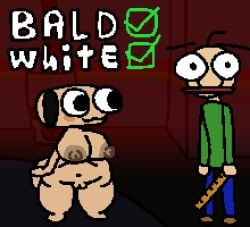 1girls ass awk33368_(artist) baldi baldi's_basics_in_education_and_learning big_breasts blush breasts chubby dandy's_world fat_ass fully_clothed looking_at_viewer nude plump_pussy pussy shelly_(dandy's_world) smile standing