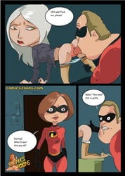 1boy 1boy1girl 1girls anus cheating comic disney elastigirl female helen_parr male mirage_(the_incredibles) mr._incredible pixar pussy robert_parr straight_hair superhero superheroine the_incredibles