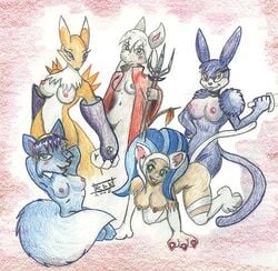 .hack 2005 anthro artist_request blue_fur canine crossover darkstalkers digimon felicia_(darkstalkers) female final_fantasy final_fantasy_ix fox freya_crescent fur furry krystal medium_breasts mia_(.hack) renamon small_breasts star_fox