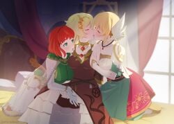 3girls arikindows10 bed bedroom blonde_hair breast_grab breasts citrinne_(fire_emblem) earrings female female_only fff_threesome fingering fire_emblem fire_emblem:_genealogy_of_the_holy_war fire_emblem:_the_blazing_blade fire_emblem:_thracia_776 fire_emblem_engage green_eyes hair_ornament kissing lesbian_sex multiple_girls nanna_(fire_emblem) nintendo nobility nude nude_female priscilla_(fire_emblem) red_hair royalty short_hair teenage_girl teenager threesome trait_connection yuri