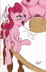 2015 animal_genitalia blush clitoris colored crotchboobs cutaway cutie_mark earth_pony english_text equine female feral friendship_is_magic hair hooves horse jaxonian mammal my_little_pony nipples open_mouth pink_hair pinkie_pie_(mlp) pony pussy pussy_juice saliva solo spread_pussy spreading tears text tongue tongue_out young