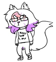 anthro balls clothing digital_media_(artwork) english_text eyewear feline fur glasses hair jroy101 legwear long_hair male male_only mammal penis roi small_penis socks solo text