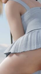 blonde_female bouncing_butt cheeky_smile energetic flashing_butt fully_clothed no_nudity no_panties no_panties_under_dress no_penetration no_underwear nonsexual playful playful_smile questionable_age questionable_animation shaking_hips short_dress teenage_girl video white_dress wiggling_hips