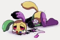 ass_up bent_over bone_gag cosmo_enjoyer cuntboy dandy's_world drooling eyes_rolling_back gagged jumper_cables laying_down looey_(dandy's_world) on_ground roblox_game solo_focus tears_of_pleasure tied_up tremble_lines trembling twisted_looey_(dandy's_world) vibrator vibrator_in_pussy vibrator_taped_to_leg whimpering