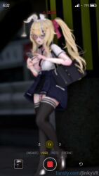 1girls 3d accessories accessory animated bag bangs blonde_hair blue_eyes blush breasts bunny_girl camera clipping covering covering_breasts curvy earring earrings embarrassed fansly female fingers fit fit_female glasses heart_eyes heart_shaped_pupils humanoid jewelry jinky_(jinkyvr) jinkyvr knees legs looking_at_viewer messy messy_hair nipple_slip no_bra pale-skinned_female pale_skin phone piercing piercings public school_uniform schoolgirl schoolgirl_uniform shiny shiny_body shiny_skin short_female shorter_than_10_seconds skirt smaller_female solo solo_focus standing stealth_sex tagme tattoo tattoos text thick_thighs thigh_highs thighhighs thighs tie twintails uncensored video virtual_reality virtual_youtuber voluptuous vrchat vrchat_avatar vrchat_media vrchat_model watermark white_sclera
