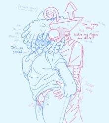 1girls 1nonbinary abstract_character dialogue doll_girl glitch_productions gooseworx hand_on_ass lesbian_sex ragatha_(the_amazing_digital_circus) ragdoll sex_at_work sprinklepie standing_sex tagme the_amazing_digital_circus yuri zooble_(the_amazing_digital_circus)