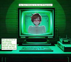 1female 1girls 2026 absurdres aesthetic ai_generated anime anime_style bare_shoulders beautiful beautiful_female beautiful_girl big_ass big_breasts blurred_background blush blush_lines blushing_female breasts brown_hair bubble_ass bubble_butt comic comic_page comic_panel comic_strip completely_nude computer_screen cover_page crt curvy curvy_body curvy_female curvy_figure curvy_hips curvy_thighs cute cute_face dialogue digital_art digital_painting english english_dialogue english_text female green_theme high_quality highres huge_breasts large_ass large_breasts line_art long_comic looking_at_viewer manga_style midriff monitor multiple_panels navel nipples nude open_mouth overwatch overwatch_2 patreon patreon_link patreon_username phanary retro seductive_smile sexy sexy_body sexy_female sexy_pose short_hair smile soft_shading solo solo_focus speech_bubble text text_box text_bubble text_focus thick topless tracer virtual_reality vr
