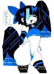 1boy 1boys 1femboy 2026 2d 2d_(artwork) 2d_artwork bangs bare_shoulders belly belly_button black_drool black_hair blue_screen_of_death bulge character_name collarbone dizzyspells drooling ear_piercing earrings femboy femboy_only feminine_male jiangshi jiangshi_costume large_thighs light_skin light_skinned_male male male_focus male_only naval oc original original_character pale_skin pale_skinned_male pixel_art revealing_clothes scam_(dizzyspells) short_hair slim_male slim_waist smile smooth_skin smug smug_face smug_grin solo solo_femboy solo_focus solo_male squishy_thighs straight_bangs thigh_highs thighhighs thighs thong trap virus white_background