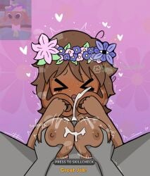 :3 alternate_version anonymous_male bassie_(dandy's_world) blush blushing_at_partner boobjob boobs_focus breasts breath brown_hair cum cum_drip cum_on_body cum_on_breasts cum_on_face cumming cumming_from_paizuri cumshot dandy's_world dandys_world ejaculating ejaculating_cum ejaculation ejaculation_between_breasts flower_crown flushed flustered gameplay_mechanics gijinka gijinkafied grabbing_breasts half-closed_eyes heart holding_breast human humanization humanized humanoid looking_at_penis looking_down nervous nervous_smile nipples orgasm paizuri paizuri_lead_by_male paizuri_on_lap roblox roblox_game shellsmasher shy shy_expression shy_smile sound_effects surprised surprised_expression titjob tittyfuck toon