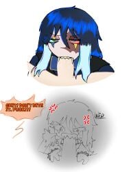 angry angry_face anonymous anonymous_artist anonymous_character anonymous_male bite black_hair boy burn_scar clown clown_makeup dick digital_art digital_drawing_(artwork) fangs fangs_on_penis green_eyes jester kwon long_hair long_hair_male oc ocs original_art original_artwork original_character original_characters penis penis_in_mouth red_eyes sucking sucking_penis trans_boy vein veins_on_cock veins_on_dick veins_on_penis veiny_penis yellow_fangs