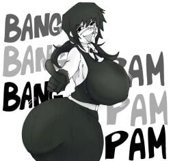 artist_request bang big_ass big_breasts breasts_bigger_than_head bubble_butt chainsaw_man clothed clothing dark_hair erect_nipples fat_ass hourglass_figure hourglass_figured_female huge_ass huge_breasts jiggling_ass jiggling_breasts large_breasts massive_breasts miri_adam nipple_bulge reference round_ass scar scar_on_face skirt thick_thighs thighs tied_hair wobbling_ass wobbling_breasts yoru_(chainsaw_man)