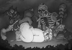 age_difference anal anal_fingering anthro armor ass balls bat beady_eyes being_watched belt belt_buckle big_butt big_penis black_body black_fur blin_(tloz) bodily_fluids bone boots buckle butt_grab canid canine canis clawed_hands claws clothing crouching cum cum_on_butt cum_on_ground cum_on_hand disembodied_hand disembodied_penis drooling ejaculating_on_another ejaculation erection excited exhibitionism feral fingering foggy_background footwear footwear_only forest fur furrowed_eyebrows genital_fluids genitals glistening glistening_body glistening_genitalia glistening_penis gold_(metal) gold_tooth grey_body grey_fur grey_hair group group_sex hair hand_on_butt headgear helmet hi_res huge_cock human human_on_anthro hunched_over hylian interspecies keese knot knotted_penis leaking_penis leaking_precum leather leather_mask long_penis looking_at_another looking_at_viewer looking_back male male/male mammal mask mask_only masturbation missing_tooth moblin monster_on_human mostly_nude night nintendo nude ocarina_of_time older_male on_ground outside_sex overweight overweight_male penetration penis plant precum rape rauru_(ocarina_of_time) saliva sex shoes shrub signature skeleton smile socks socks_only solo_focus spiral_penis spooky_dune spread_wings stalfos stepping_forward submissive submissive_male suid suine tapering_penis the_legend_of_zelda tongue tongue_out tree vein veiny_penis wallmaster wings wolf wolfos