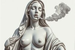 ai_generated big_breasts blasphemy catholic christianity smoking statue virgin_mary