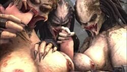 1boy 3d 3girls animated handjob no_sound predator_(franchise) rayhuma short_video shorter_than_30_seconds stroking_penis sucking_thumb tagme threesome video